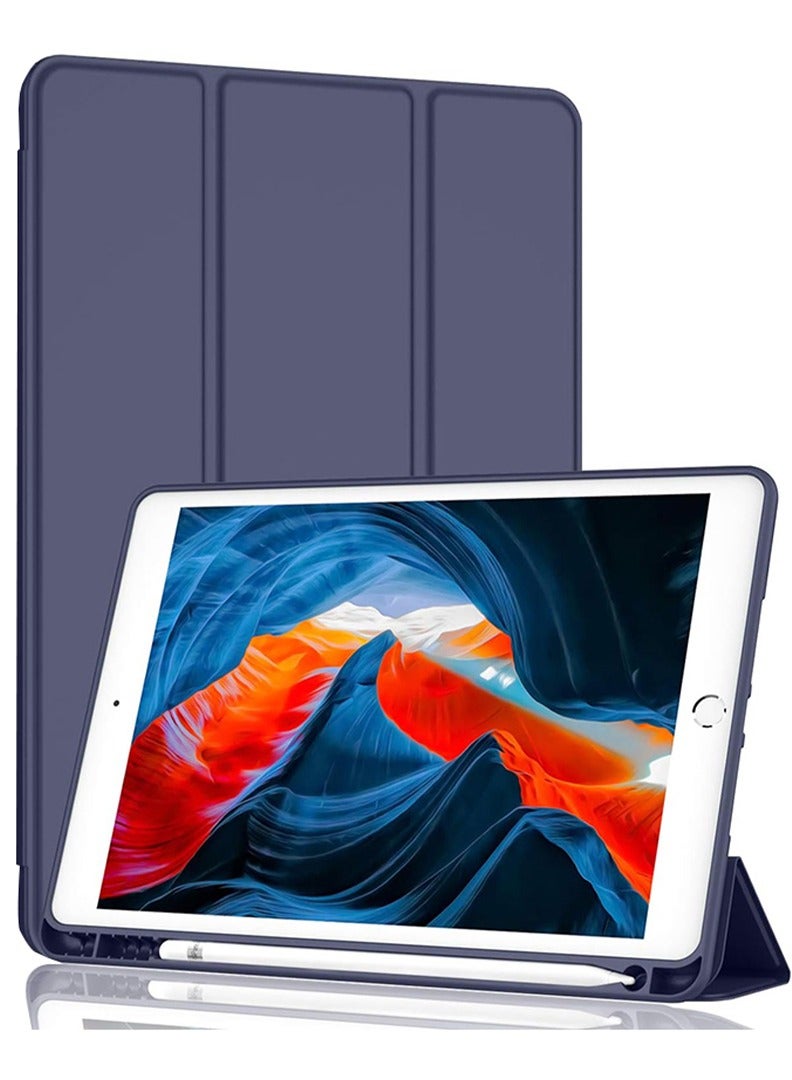 Theodor Case Compatible with iPad 10.2 Inch 2021/2020/2019, for iPad 9th/8th/7th Generation Smart Case with Pencil Holder, Protective Case with Soft TPU Back, Auto Sleep/Wake Cover, Navy - Image 1